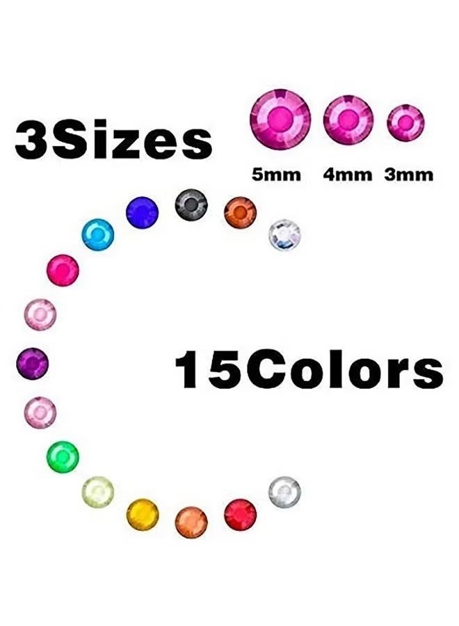 900 Pcs Crystal Rhinestone Stickers 15 Colors Kids DIY Embellishment Self Adhesive Jewels Sticker Colorful Diamond Round Rhinestone Gems Stickers Self Adhesive Jewel Stickers 3mm 4mm 5mm Assorted Colors Arts Crafts Sticker for DIY Face Body Nail Makeup Festival Carnival Scrapbooking Embellishments - Image 5